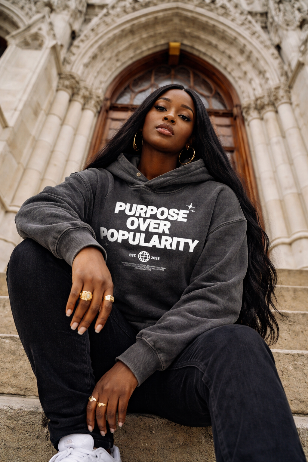 Purpose Over Pupularity Vintage Washed Hoodie